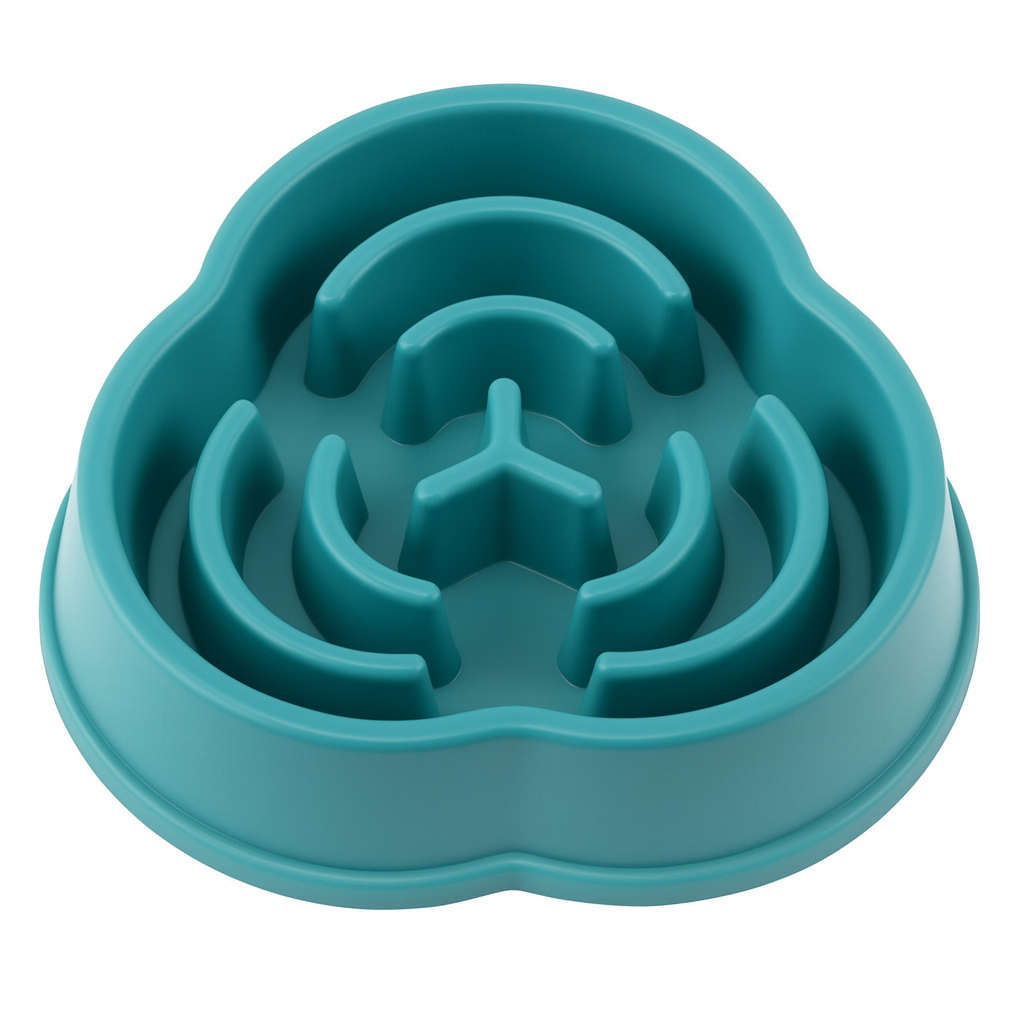 Teal silicone slow feeder for pets on a white background
