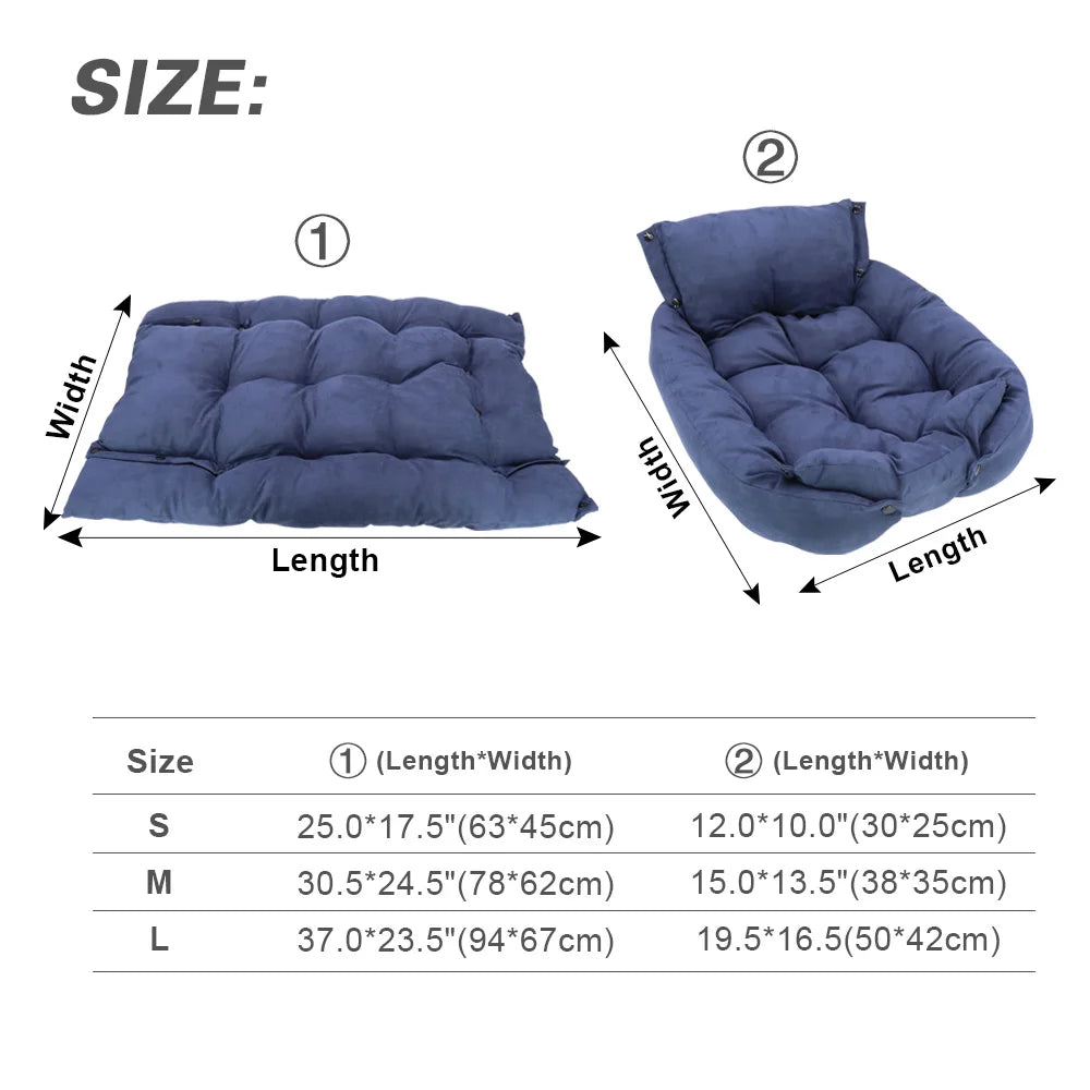 Size chart with measurements in centimeters, showing the flat mat and raised bed configurations.