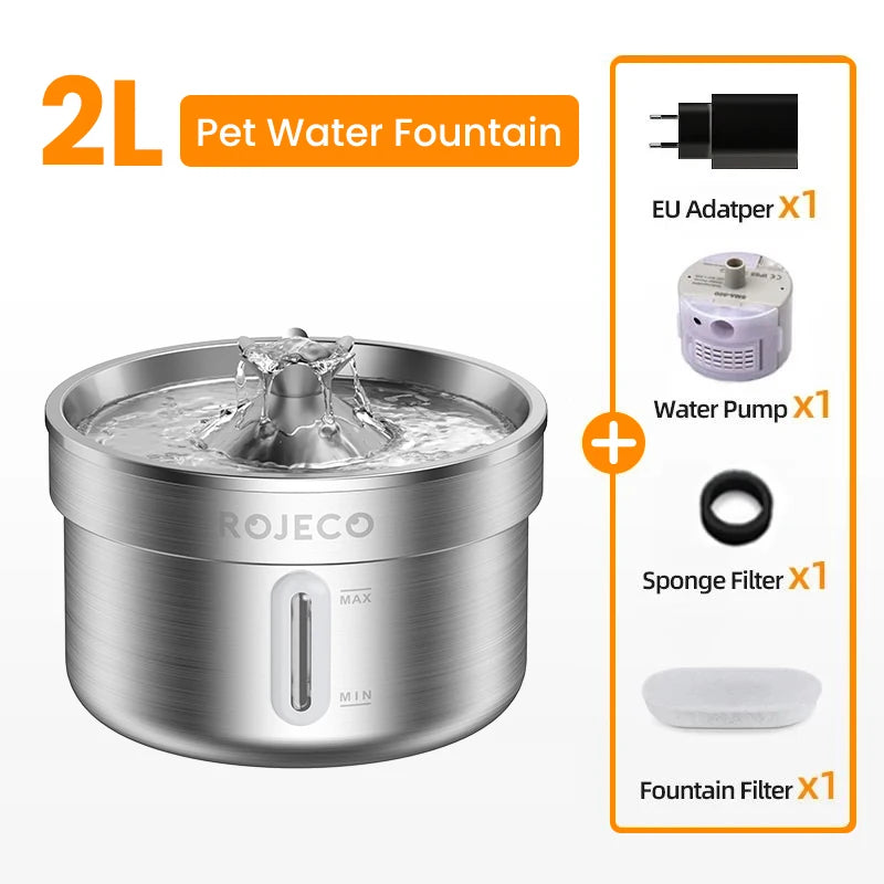 Pet water fountain with accessories on a white background