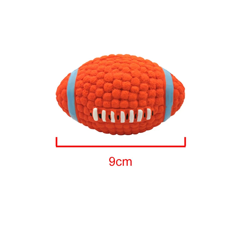 Orange textured ball with blue bands and white accents, labeled '9cm' on a white background