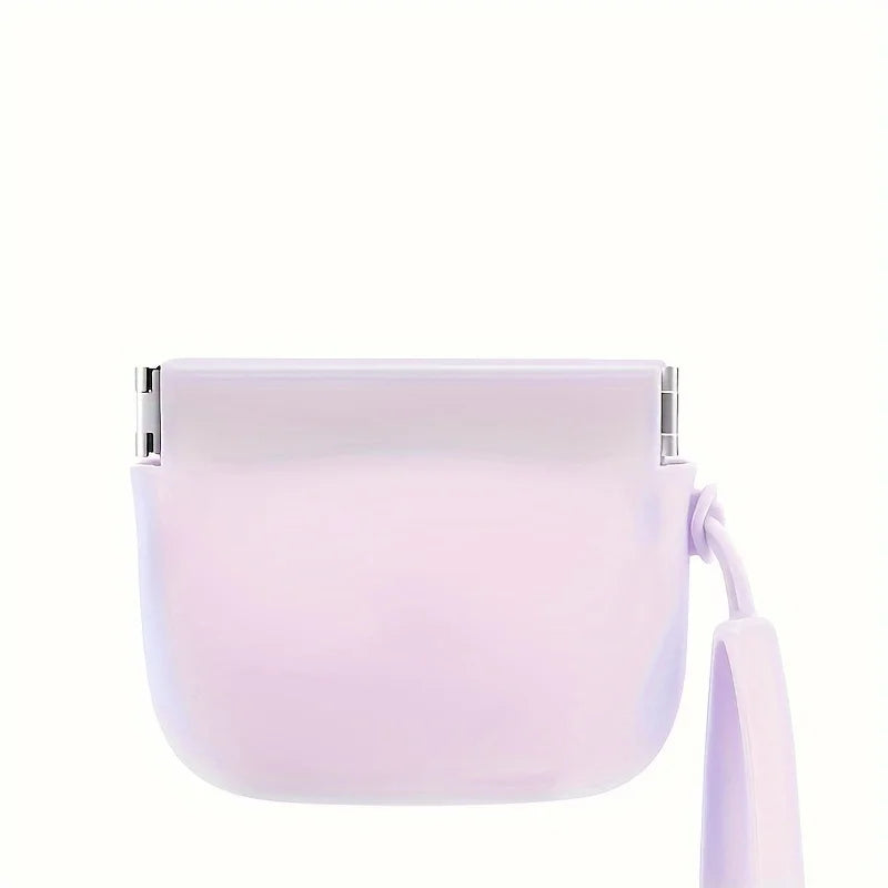 Light purple silicone training pouch with strap for pet treats.