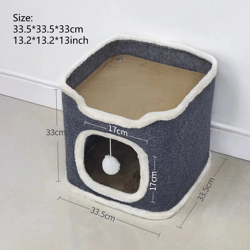 Compact Peek-a-Paw Tower single cube cat house – size 33cm, cozy play and nap space.