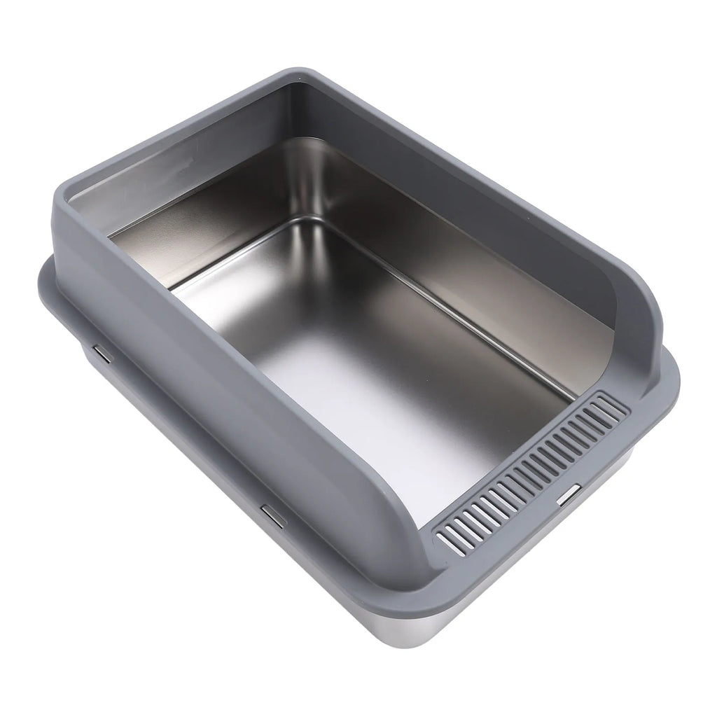 Another view of semi-enclosed stainless steel litter box 