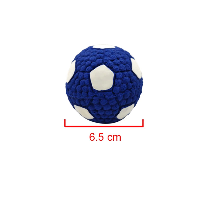 Blue and white textured ball with a measurement label indicating 6.5 cm on a white background
