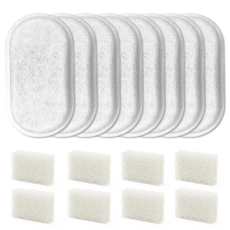 Set of white filter pads on a white background