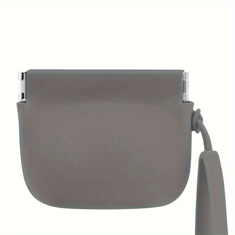 Grey silicone training pouch with secure closing design.